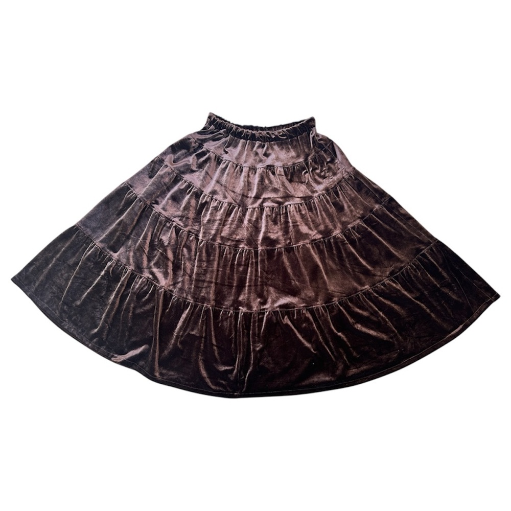 SOLD Lapis Velvet A-Line Skirt in Rich Brown